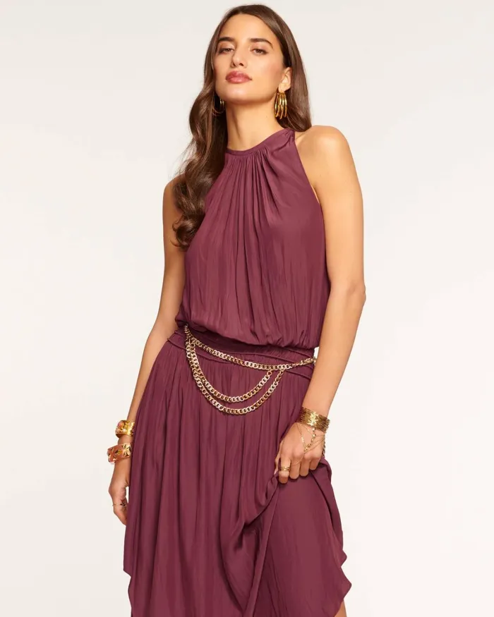 Women Audrey Smocked Midi Dress Cabernet Ramy Brook Dresses