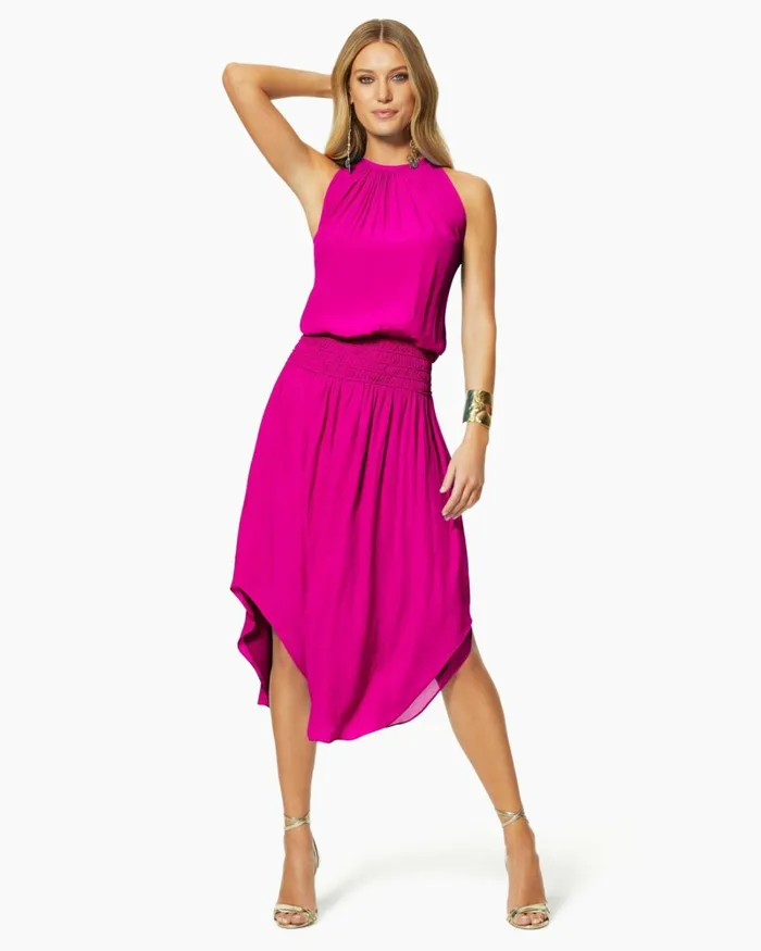 Women Audrey Smocked Midi Dress Cabernet Ramy Brook Dresses Women Audrey Smocked Midi Dress Cabernet Ramy Brook Dresses