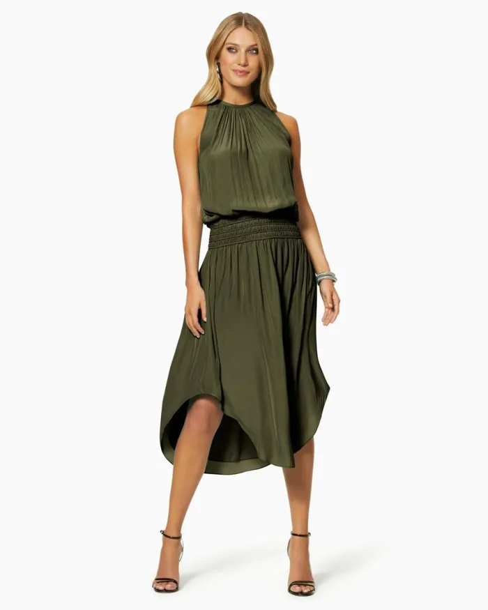 Women Audrey Smocked Midi Dress Cabernet Ramy Brook Dresses Women Audrey Smocked Midi Dress Cabernet Ramy Brook Dresses