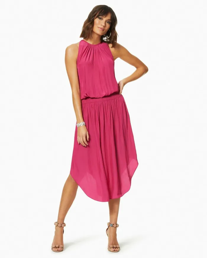Women Audrey Smocked Midi Dress Cabernet Ramy Brook Dresses Women Audrey Smocked Midi Dress Cabernet Ramy Brook Dresses