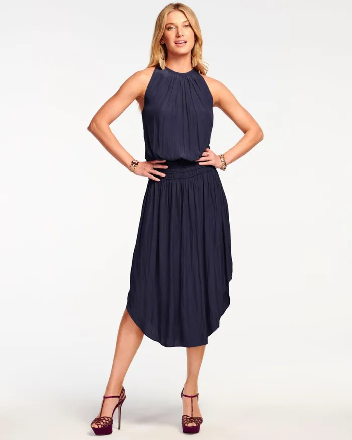 Women Audrey Smocked Midi Dress Cabernet Ramy Brook Dresses Women Audrey Smocked Midi Dress Cabernet Ramy Brook Dresses