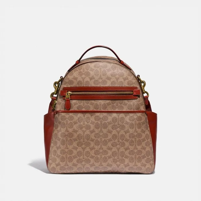 Women Backpacks Coach Baby Backpack In Signature Canvas Brasstanrust