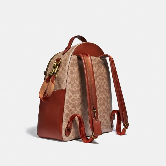 Women Backpacks Coach Baby Backpack In Signature Canvas Brasstanrust