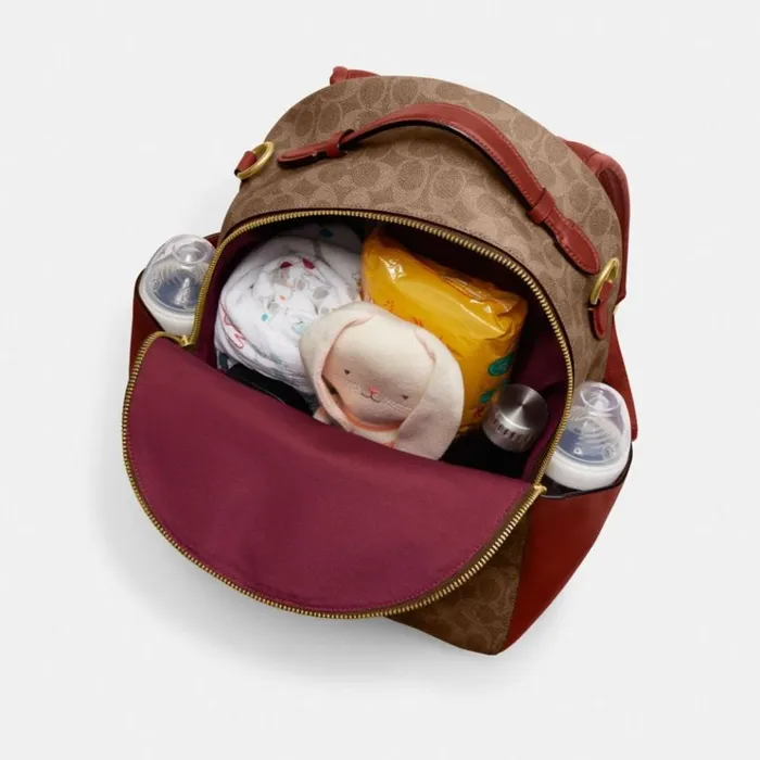 Women Backpacks Coach Baby Backpack In Signature Canvas Brasstanrust