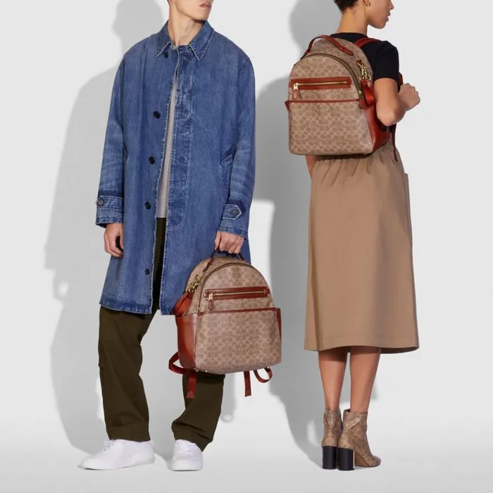 Women Backpacks Coach Baby Backpack In Signature Canvas Brasstanrust