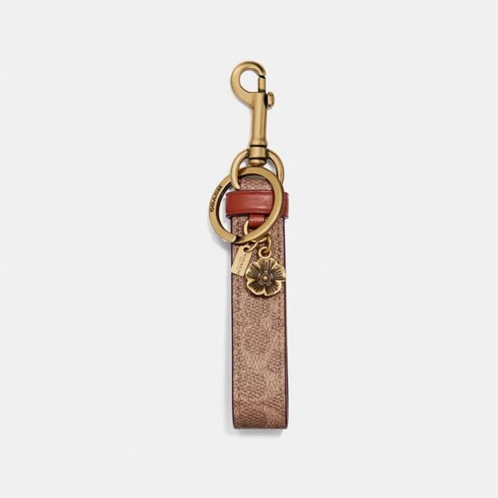 Women Bag Straps and Keychains Coach Signature Charm Loop Goldsaddle