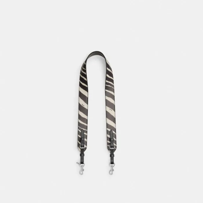 Women Bag Straps and Keychains Coach Strap With Zebra Print Silverzebra