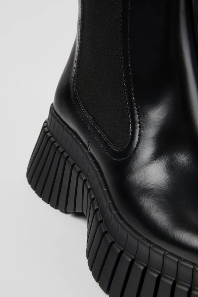Women BCN Black Leather Chelsea Boots Camper Ankle Boots