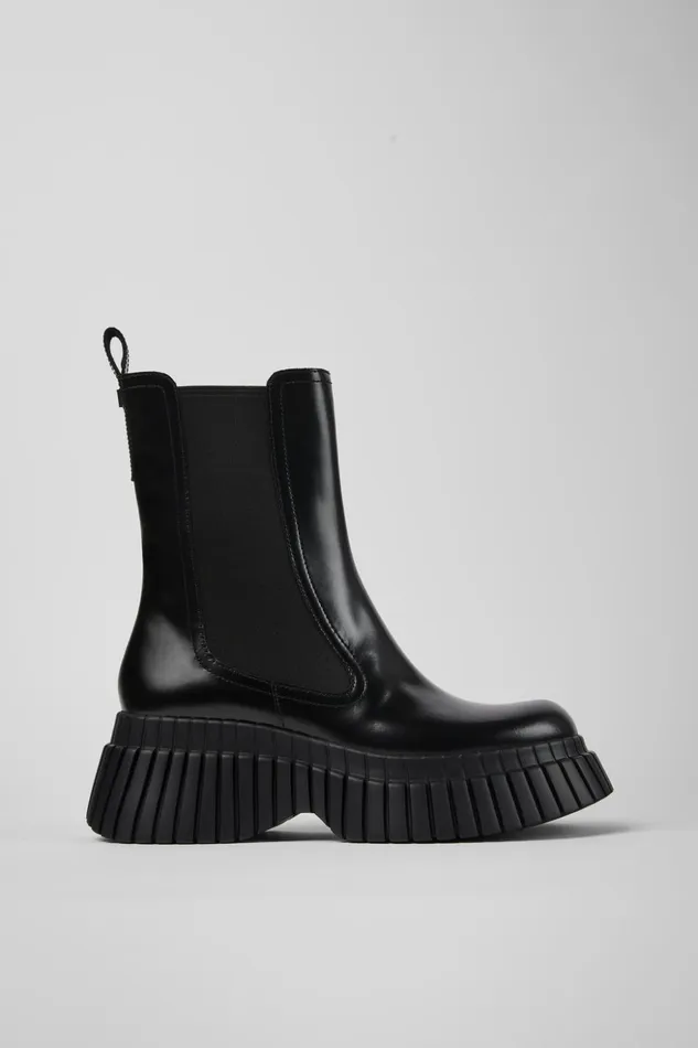 Women BCN Black Leather Chelsea Boots Camper Ankle Boots Women BCN Black Leather Chelsea Boots Camper Ankle Boots