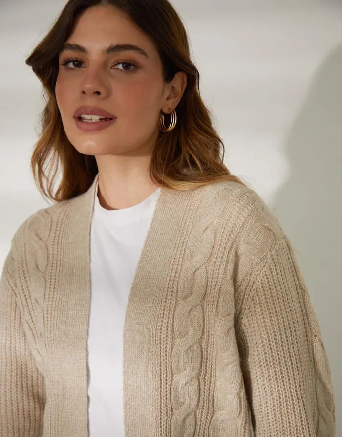 Women Beige Cable Knit Cardigan Threadbare Cardigans Women Beige Cable Knit Cardigan Threadbare Cardigans