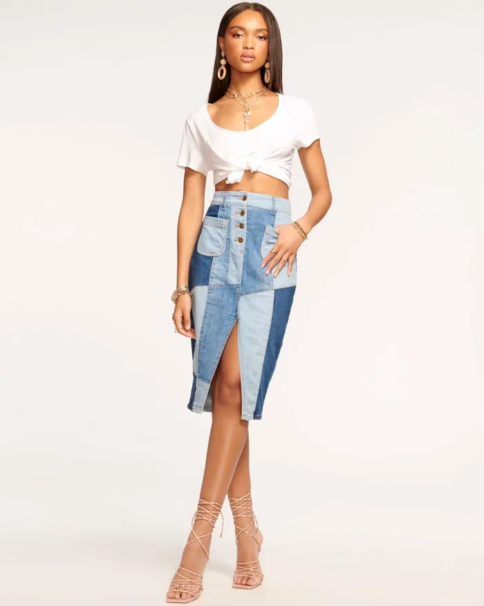 Women Bellami Patchwork Skirt Patchwork Denim Ramy Brook Denim Women Bellami Patchwork Skirt Patchwork Denim Ramy Brook Denim