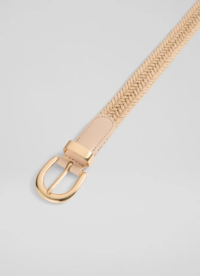 Women Belts LKBennett Griffen Latte Woven Linen Belt Women Belts LKBennett Griffen Latte Woven Linen Belt