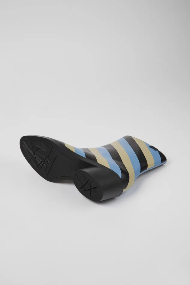 Women Bonnie Multicolored Striped Leather Boots Camper Ankle Boots Women Bonnie Multicolored Striped Leather Boots Camper Ankle Boots