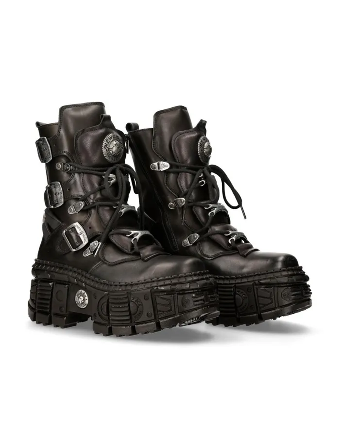 Women Boot Black Tank MWall130bS2 New Rock Platform
