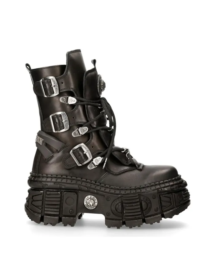 Women Boot Black Tank MWall130bS2 New Rock Platform Women Boot Black Tank MWall130bS2 New Rock Platform