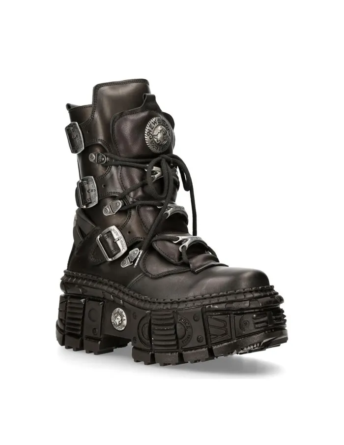Women Boot Black Tank MWall130bS2 New Rock Platform Women Boot Black Tank MWall130bS2 New Rock Platform