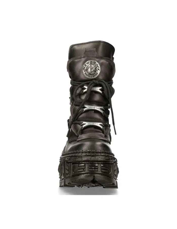 Women Boot Black Tank MWall130bS2 New Rock Platform Women Boot Black Tank MWall130bS2 New Rock Platform