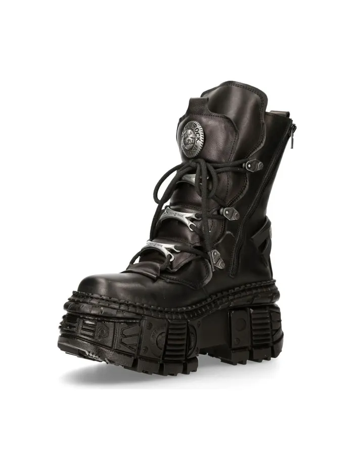 Women Boot Black Tank MWall130bS2 New Rock Platform Women Boot Black Tank MWall130bS2 New Rock Platform