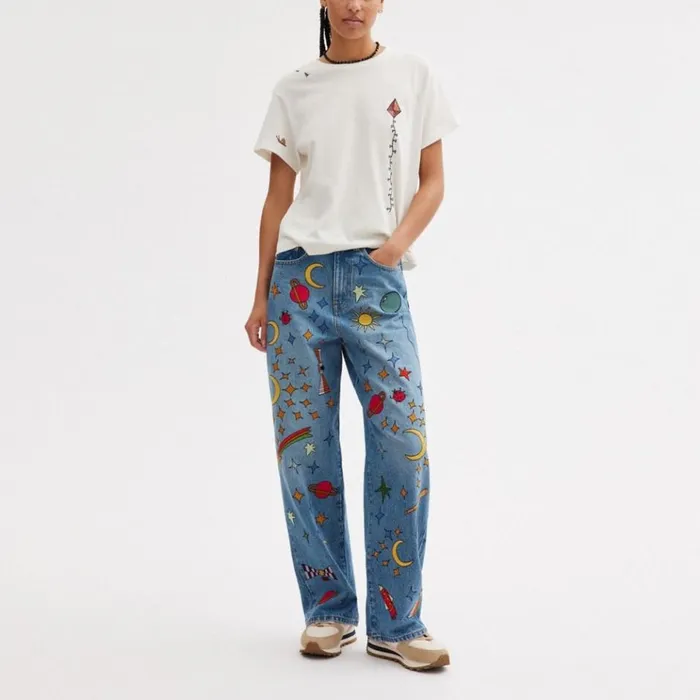 Women Bottoms Coach Coach X Observed By Us 90039s Fit Denim Jeans Blue Multi Women Bottoms Coach Coach X Observed By Us 90039s Fit Denim Jeans Blue Multi