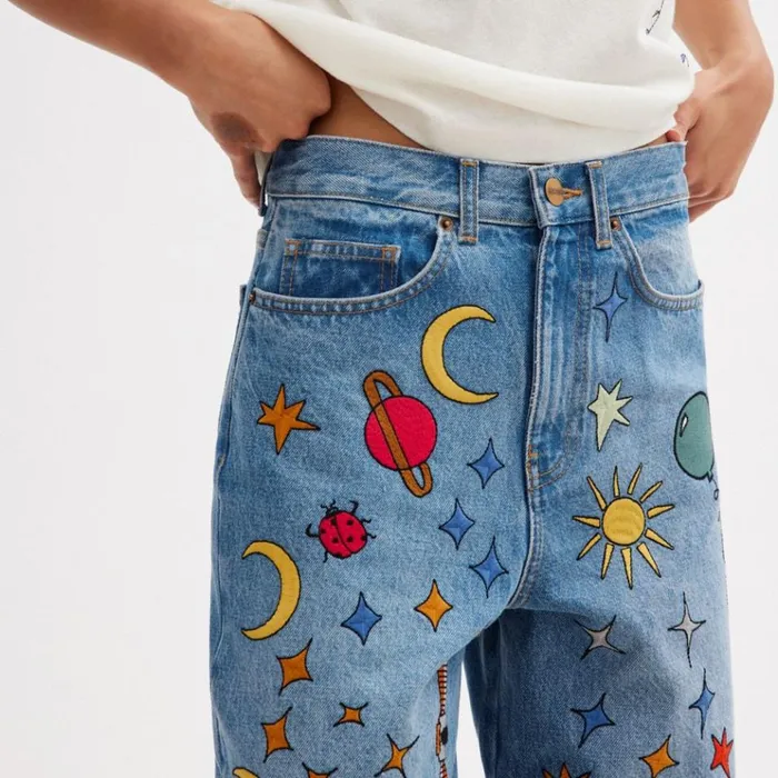 Women Bottoms Coach Coach X Observed By Us 90039s Fit Denim Jeans Blue Multi Women Bottoms Coach Coach X Observed By Us 90039s Fit Denim Jeans Blue Multi