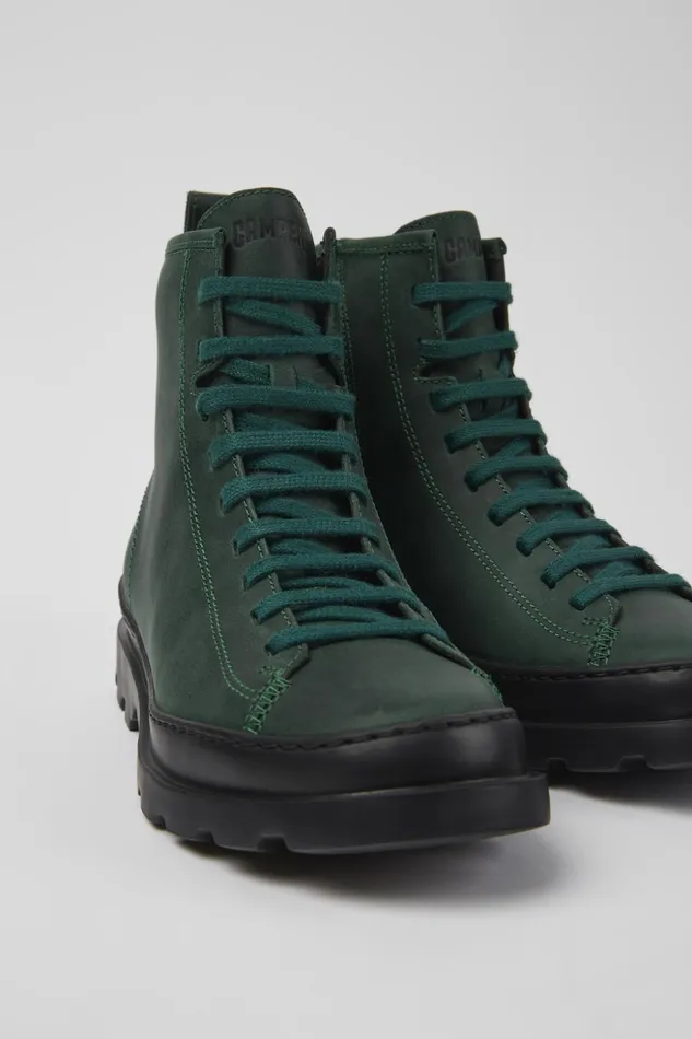 Women Brutus Green Nubuck Laceup Boots Camper Ankle Boots