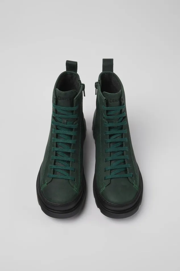Women Brutus Green Nubuck Laceup Boots Camper Ankle Boots Women Brutus Green Nubuck Laceup Boots Camper Ankle Boots