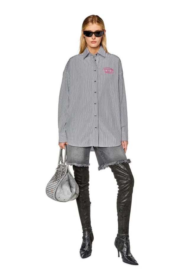 Women CDouStripe Blackwhite Diesel Shirts