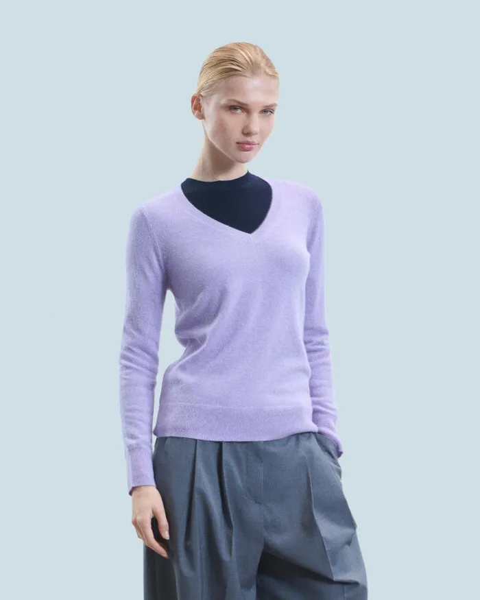 Women Cashmere Sweaters From Future Basic VNeck Sweater Lilac