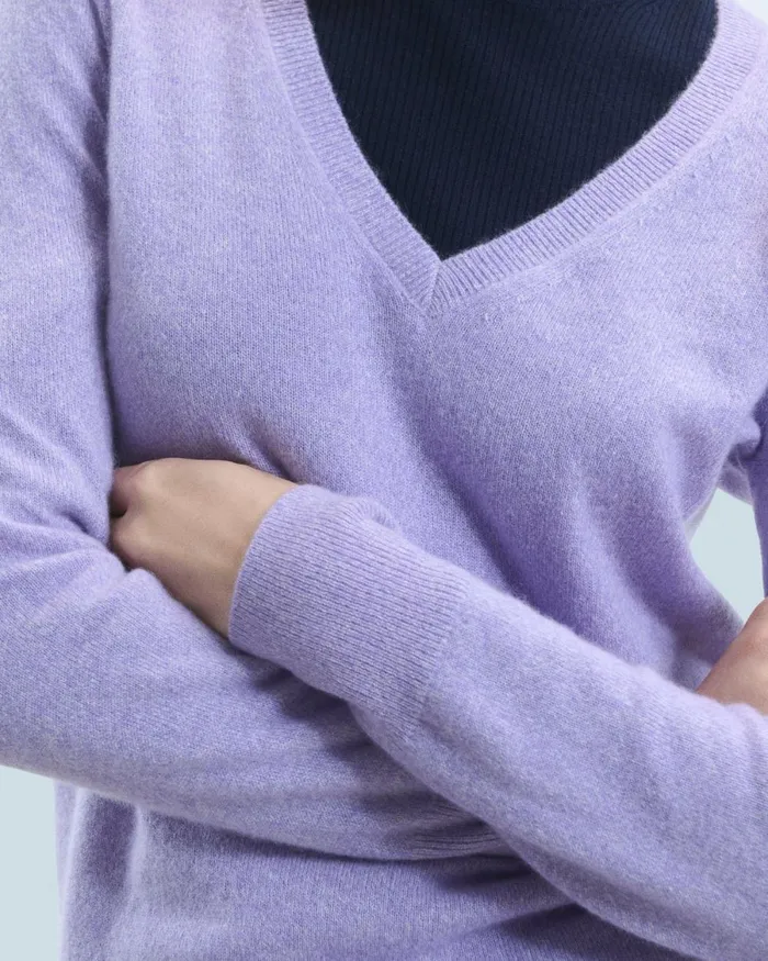 Women Cashmere Sweaters From Future Basic VNeck Sweater Lilac