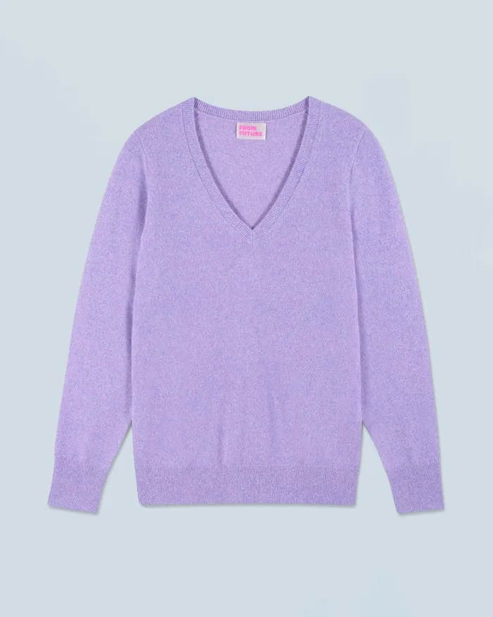 Women Cashmere Sweaters From Future Basic VNeck Sweater Lilac