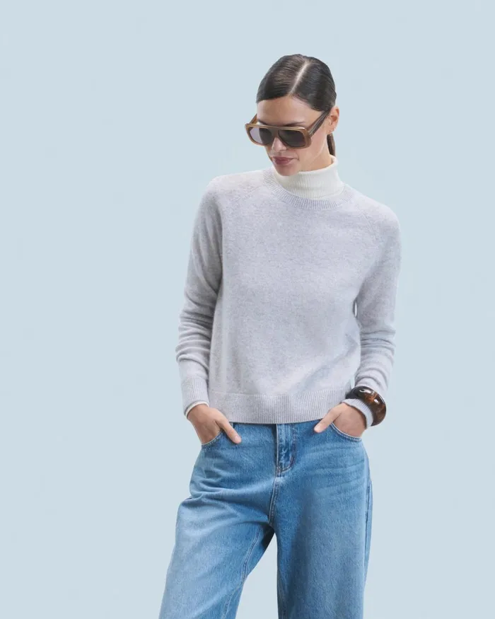 Women Cashmere Sweaters From Future Light Crewneck Sweater Light Heather Gray