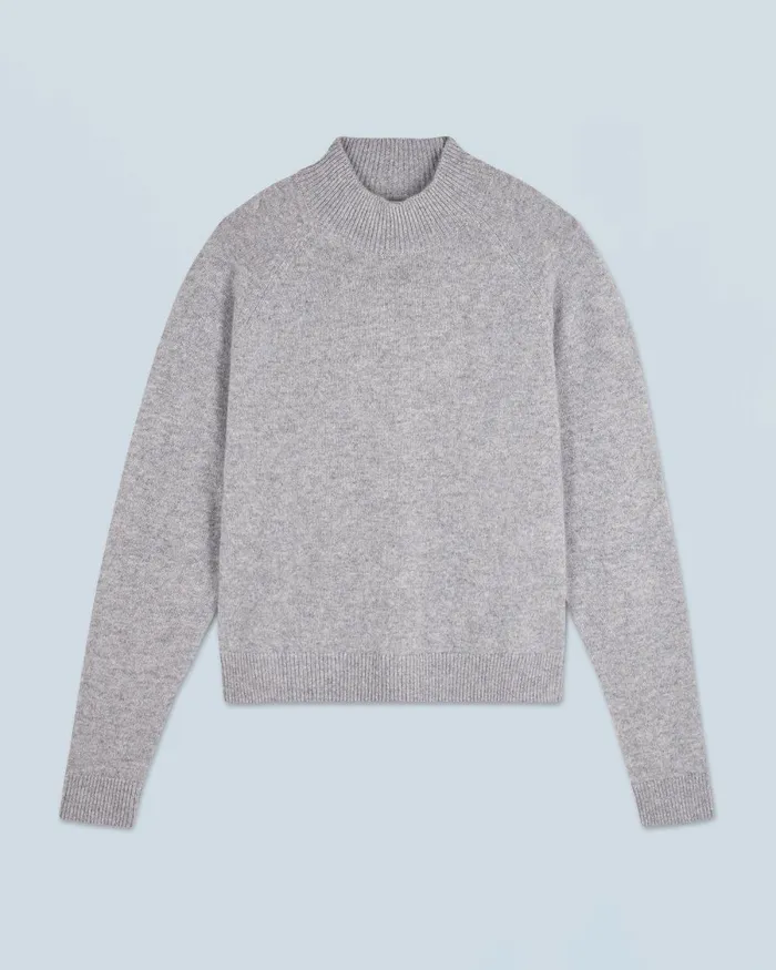 Women Cashmere Sweaters From Future Lightweight Mock Neck Sweater Dark Heather Gray