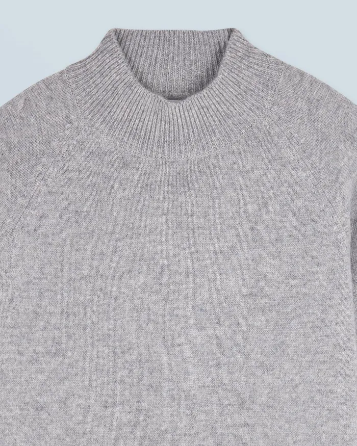 Women Cashmere Sweaters From Future Lightweight Mock Neck Sweater Dark Heather Gray