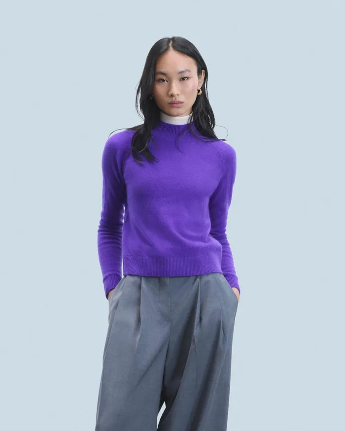 Women Cashmere Sweaters From Future Lightweight Mock Neck Sweater Dark Heather Gray