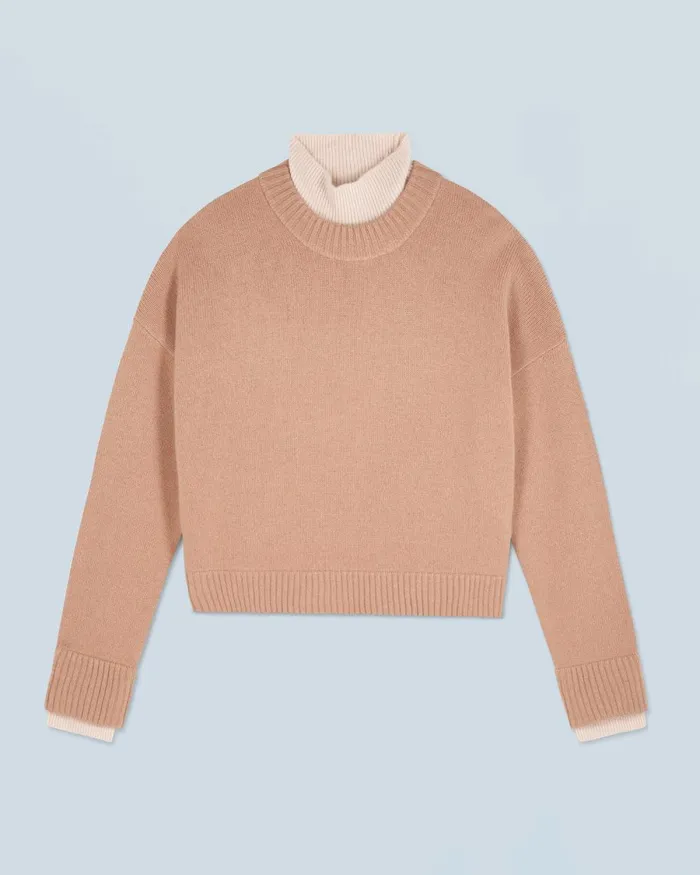 Women Cashmere Sweaters From Future Mock Neck Sweater Camel