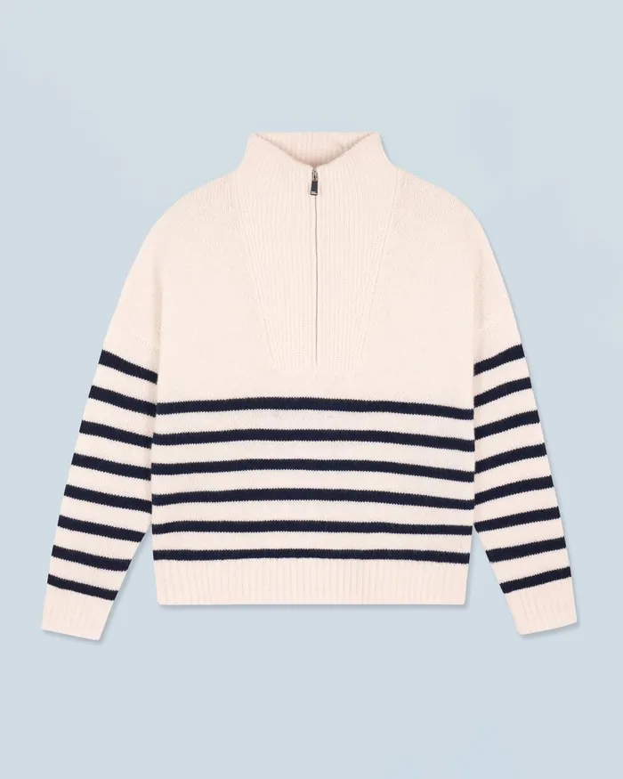 Women Cashmere Sweaters From Future Quarter Zip Marinire Sweater White