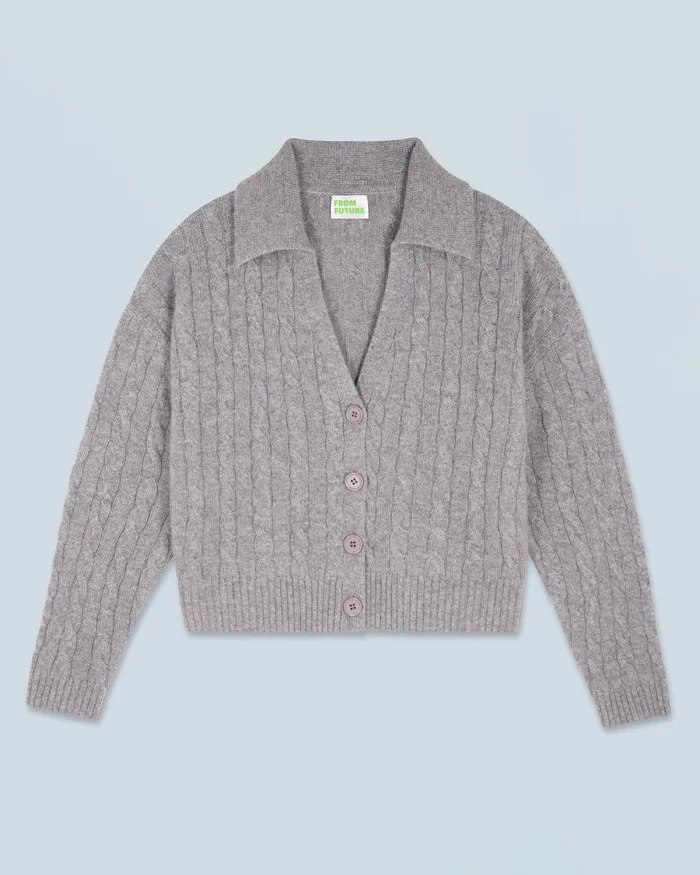 Women Cashmere Sweaters From Future Ribbed Cardigan Sweater Dark Heather Gray