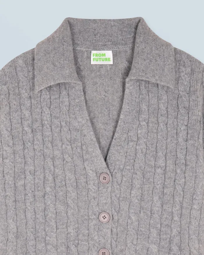 Women Cashmere Sweaters From Future Ribbed Cardigan Sweater Dark Heather Gray