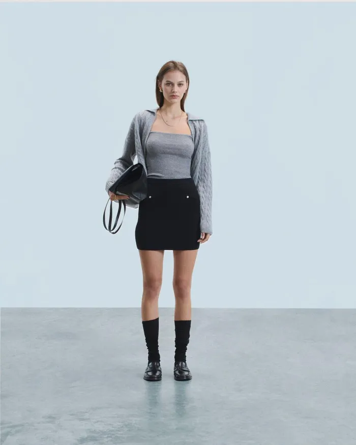 Women Cashmere Sweaters From Future Ribbed Cardigan Sweater Dark Heather Gray