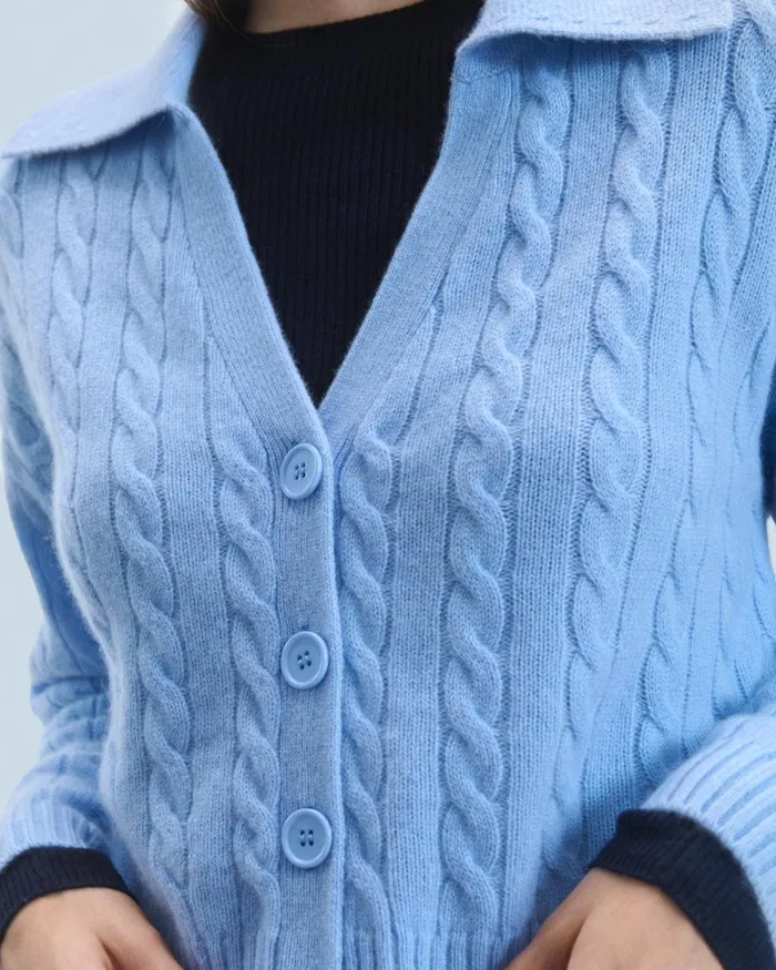 Women Cashmere Sweaters From Future Ribbed Cardigan Sweater Fairy Blue