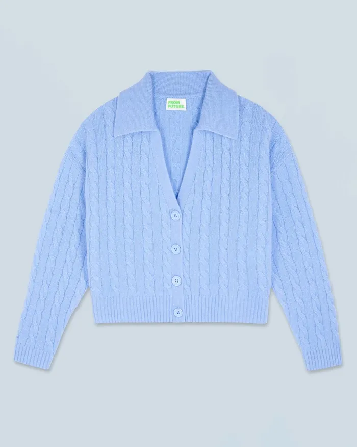 Women Cashmere Sweaters From Future Ribbed Cardigan Sweater Fairy Blue