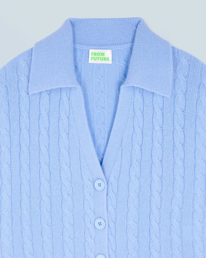 Women Cashmere Sweaters From Future Ribbed Cardigan Sweater Fairy Blue