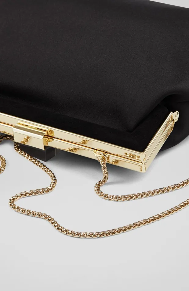 Women Clutch Bags LKBennett Connie Black Satin Trapeze Clutch Bag Women Clutch Bags LKBennett Connie Black Satin Trapeze Clutch Bag