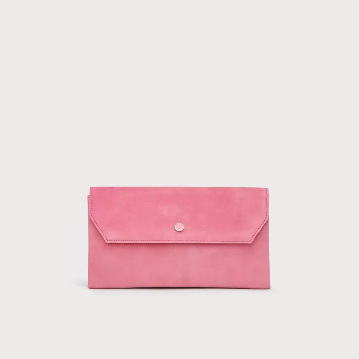 Women Clutch Bags LKBennett Dora Pink Suede Envelope Clutch