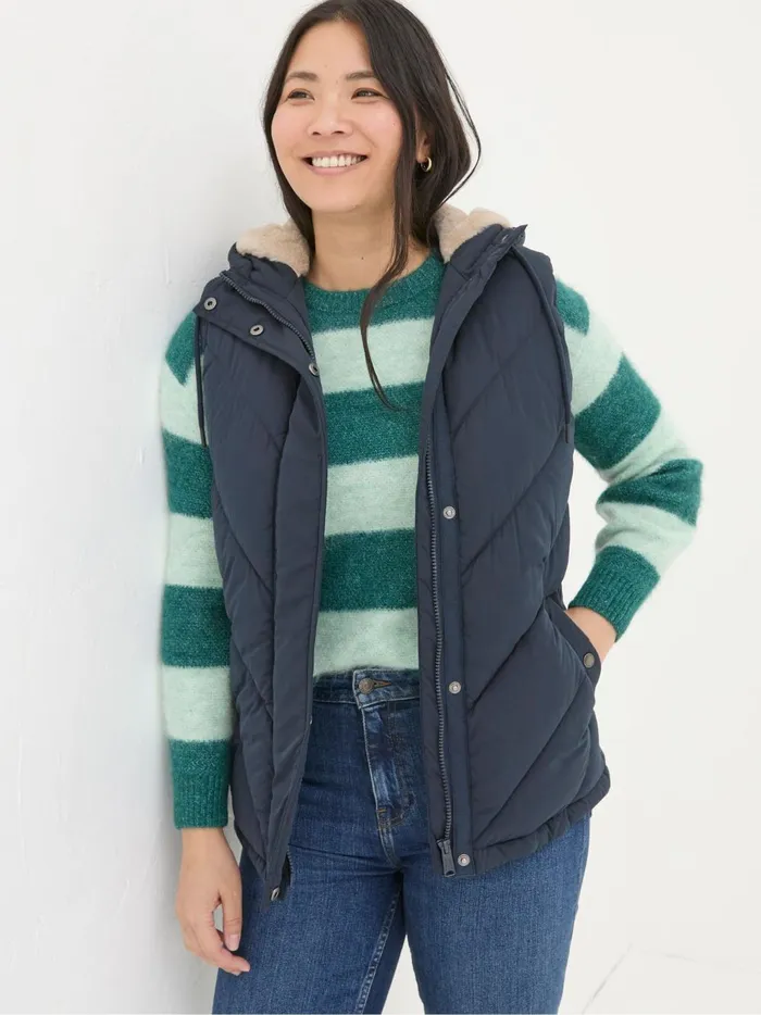 Women Coats and Jackets Fat Face Gem Navy Puffer Gilet