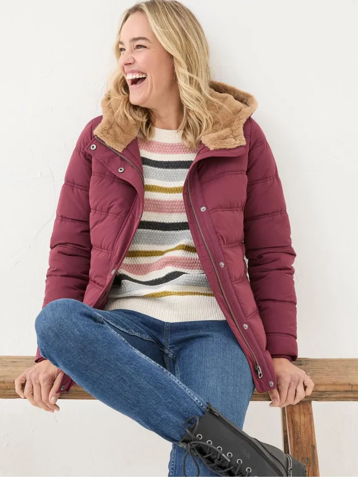 Women Coats and Jackets Fat Face Lara Red Lara Puffer Coat