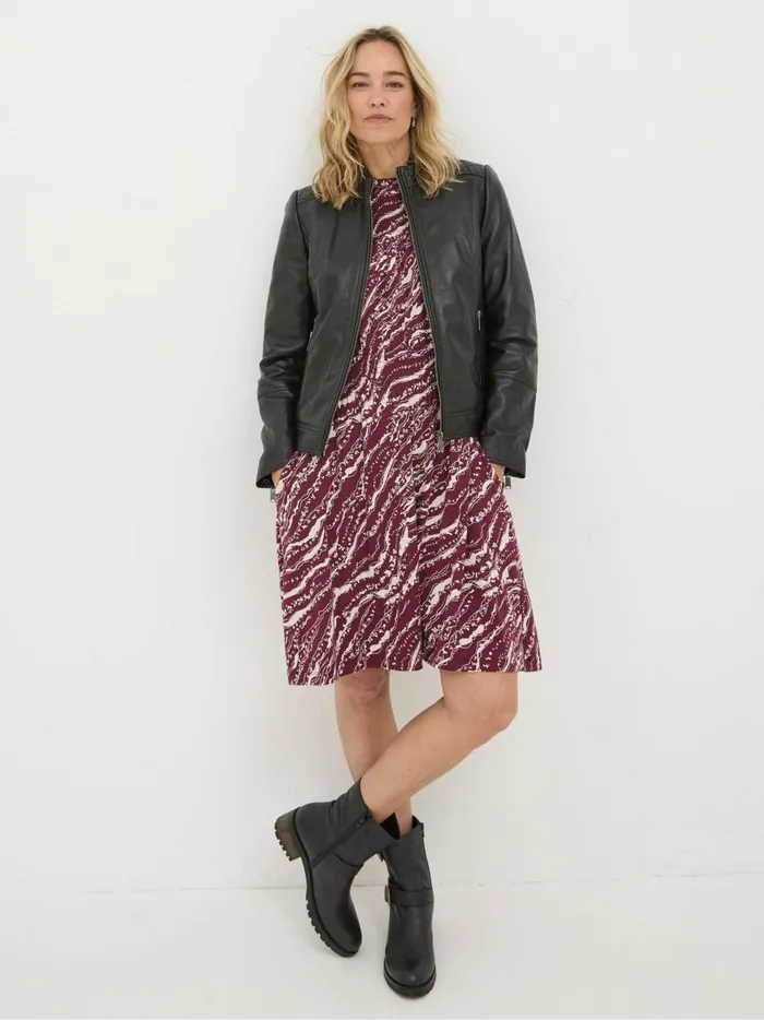 Women Coats and Jackets Fat Face Leanna Black Quilted Leather Jacket