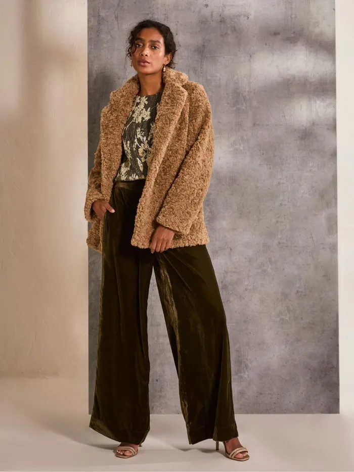 Women Coats and Jackets Fat Face Maggie Natural Short Teddy Coat