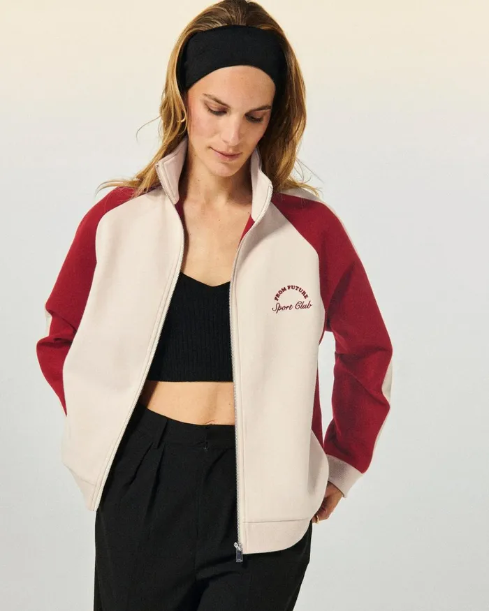 Women Coats and Jackets From Future Zipped Sweatshirt Beige