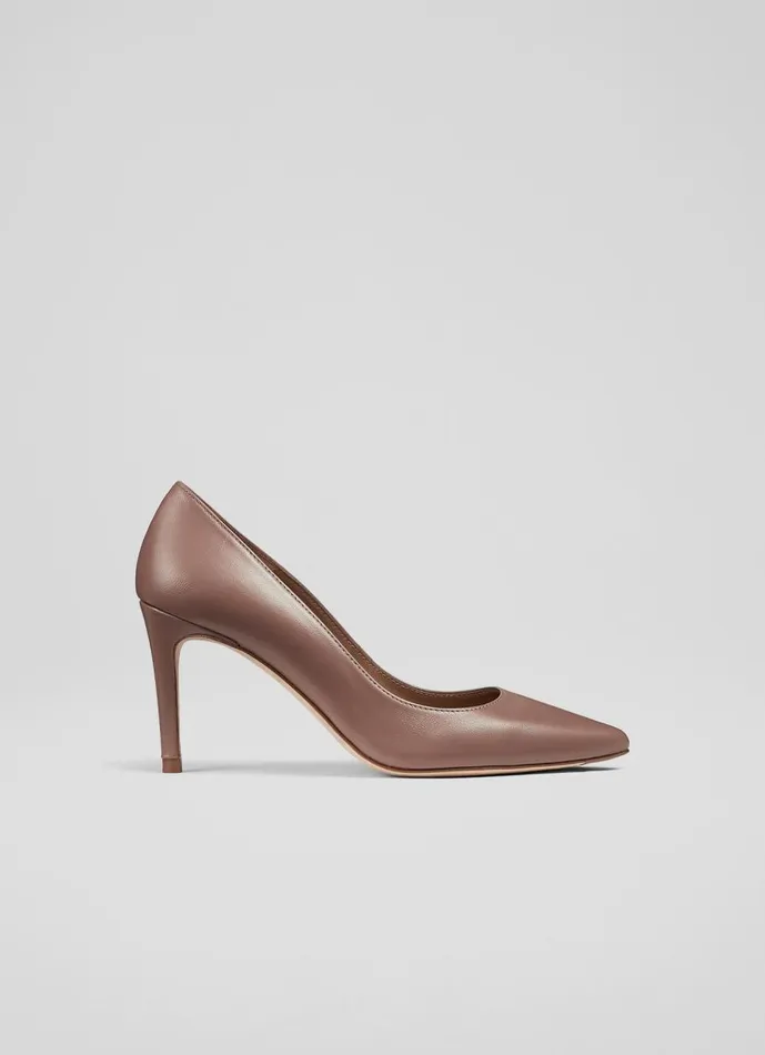 Women Court Shoes LKBennett Floret Nude 3 Leather Pointed Courts Brown